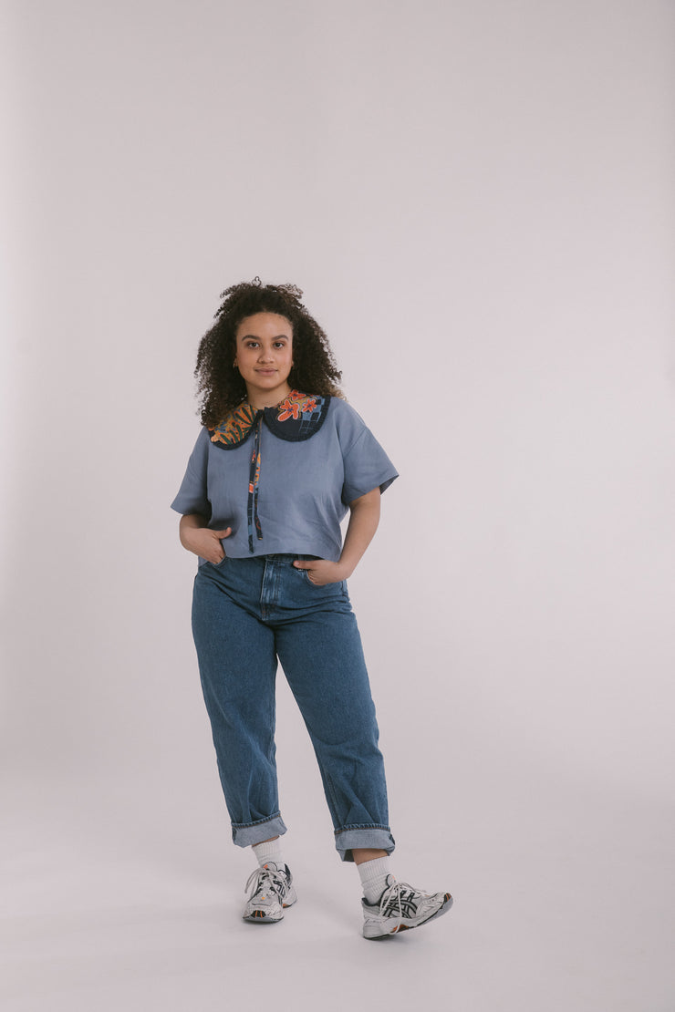 Corfu Leinen Crop Top - Valle ō Valle