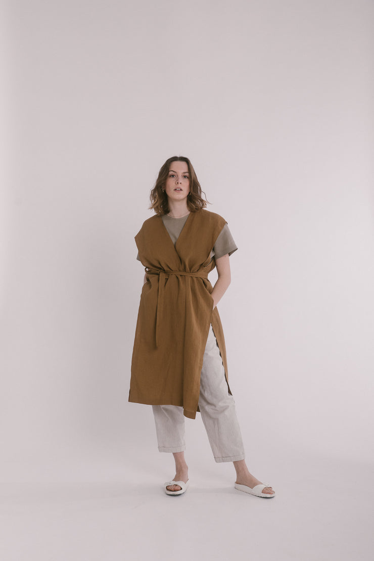 Caramel Leinen Vest - Valle ō Valle