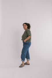 Oliv Leinen Crop Top - Valle ō Valle
